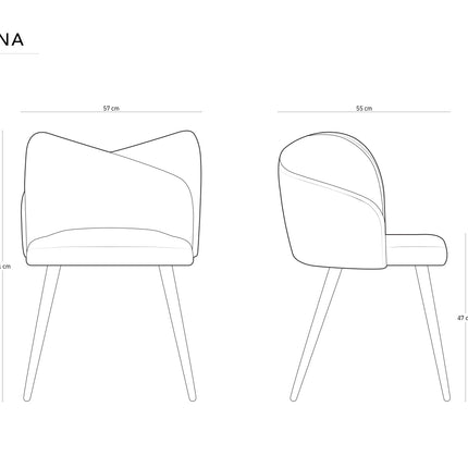 Set van 2 fluwelen stoelen, Santana, lichtbeige