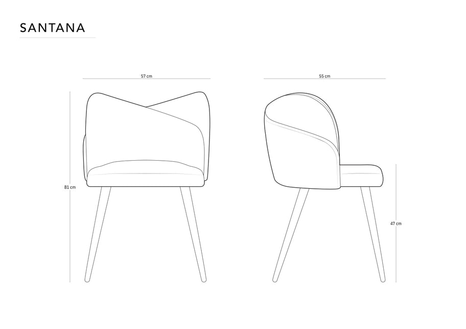 Set van 2 fluwelen stoelen, Santana, grijs