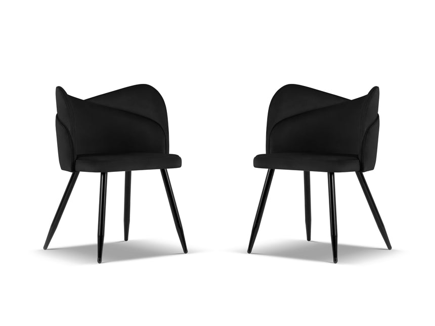 Set van 2 fluwelen stoelen, Santana, zwart