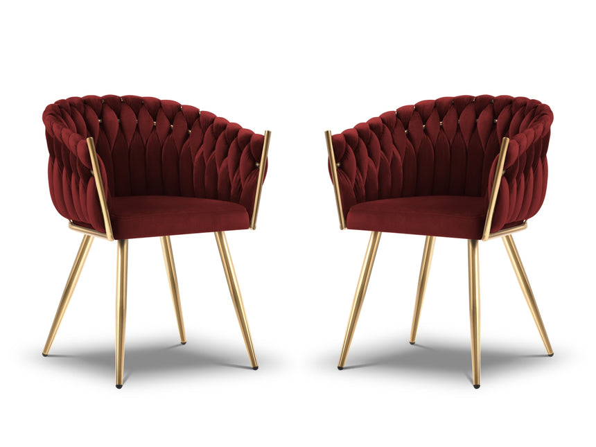 Set of 2 velvet chairs, Shirley, dark red