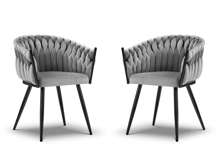 Set of 2 velvet chairs, Shirley, light gray