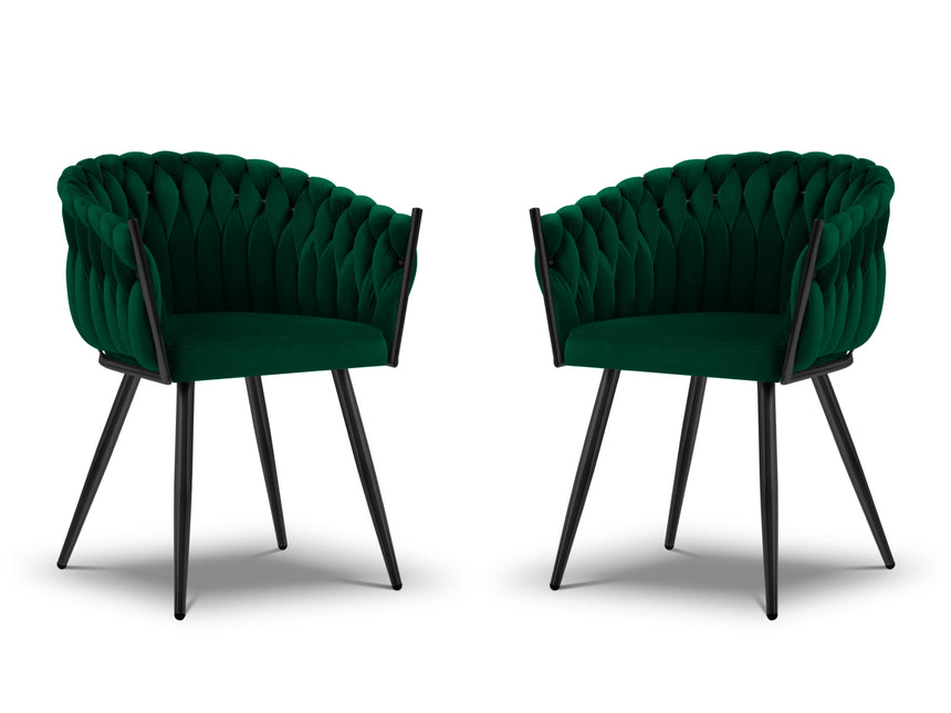 Set of 2 velvet chairs, Shirley, bottle green