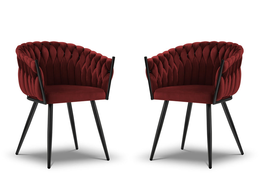 Set of 2 velvet chairs, Shirley, dark red