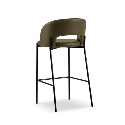 Synthetic leather bar stool, Meda, 1-seater, dark olive green