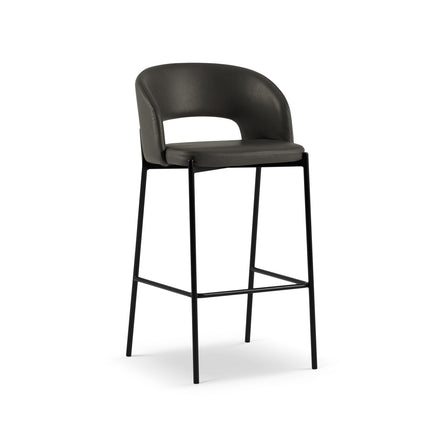 Synthetic leather bar stool, Meda, 1-seater, graphite