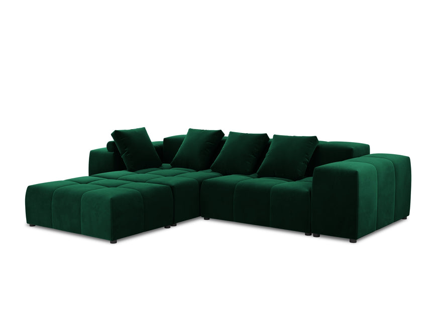 Velvet modular reversible corner sofa, Rome, 5-seater, bottle green