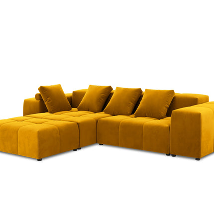 Velvet modular reversible corner sofa, Rome, 5-seater, yellow