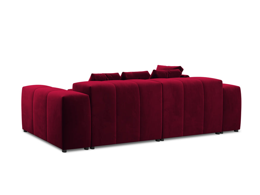Velvet modular reversible corner sofa, Rome, 5-seater, red