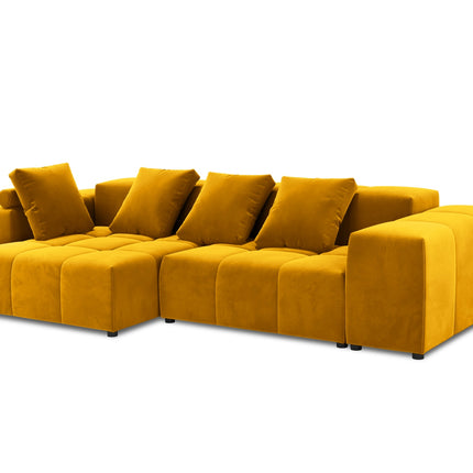 Velvet modular reversible corner sofa, Rome, 4-seater, yellow