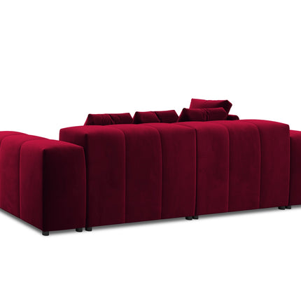 Velvet modular reversible corner sofa, Rome, 4-seater, red