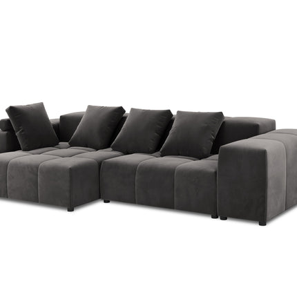 Velvet modular reversible corner sofa, Rome, 4-seater, dark gray