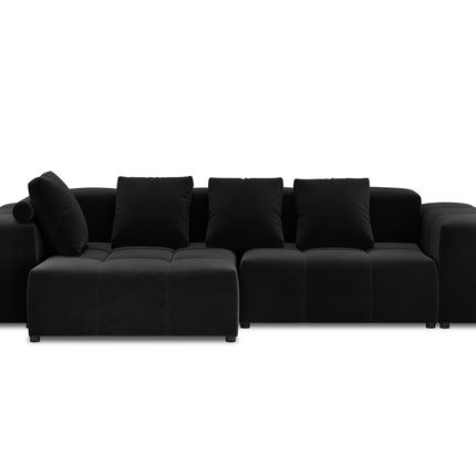 Velvet modular reversible corner sofa, Rome, 4-seater, black