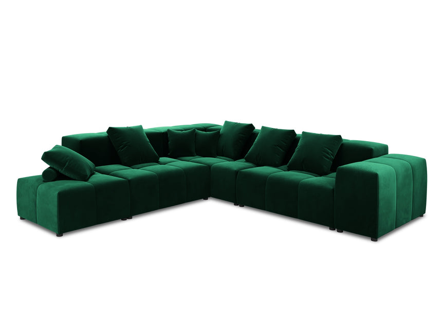Velvet modular reversible corner sofa, Rome, 7 seater, bottle green