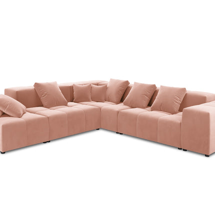 Velvet modular reversible corner sofa, Rome, 7-seater, pink