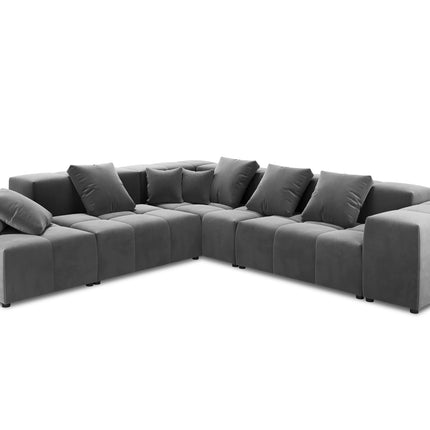Velvet modular reversible corner sofa, Rome, 7-seater, gray