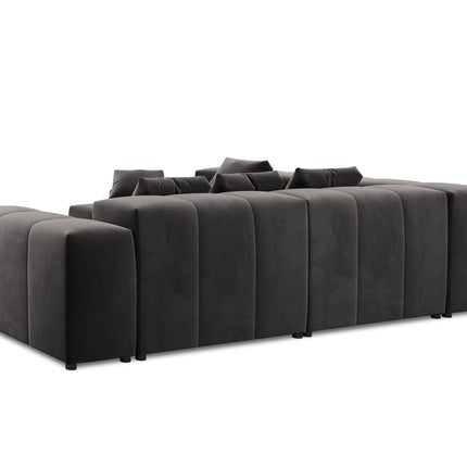 Velvet modular reversible corner sofa, Rome, 7-seater, dark gray