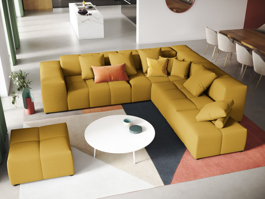 Modular reversible corner sofa, Rome, 7-seater, yellow