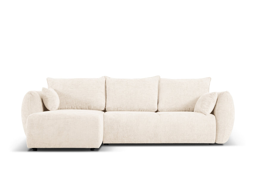 Left corner sofa with bed function and box, Matera, 4 seats, light beige