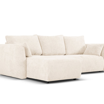 Left corner sofa with bed function and box, Matera, 4 seats, light beige