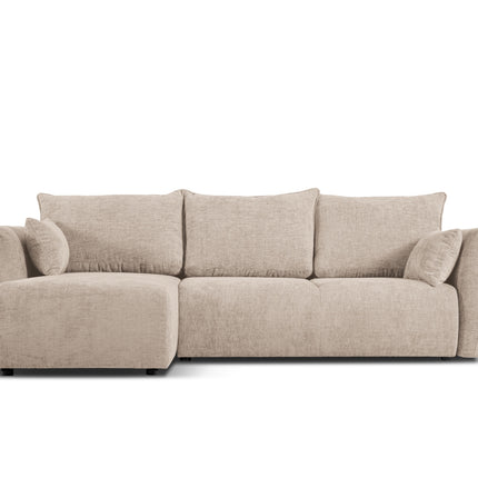 Left corner sofa with bed function and box, Matera, 4-seater, beige