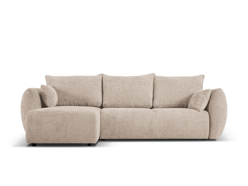 Left corner sofa with bed function and box, Matera, 4-seater, beige