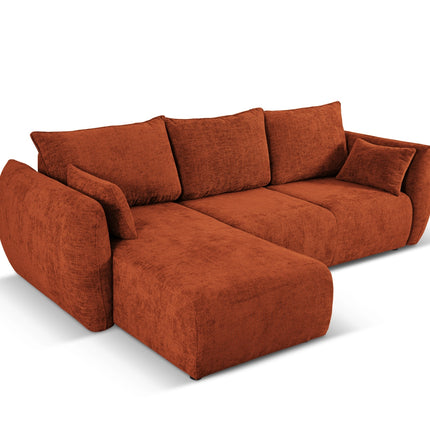 Left corner sofa with bed function and box, Matera, 4 seats, Terracotta