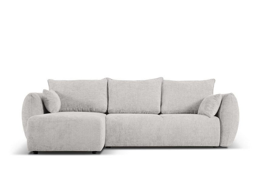 Left corner sofa with bed function and box, Matera, 4-seater, light gray