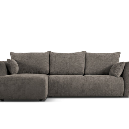Left corner sofa with bed function and box, Matera, 4-seater, gray