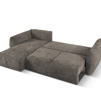 Left corner sofa with bed function and box, Matera, 4-seater, gray