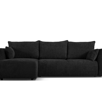 Left corner sofa with bed function and box, Matera, 4 seats, black