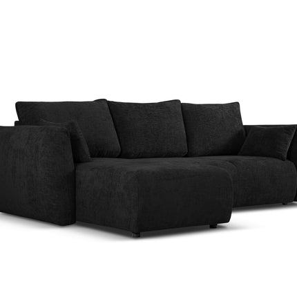 Left corner sofa with bed function and box, Matera, 4 seats, black