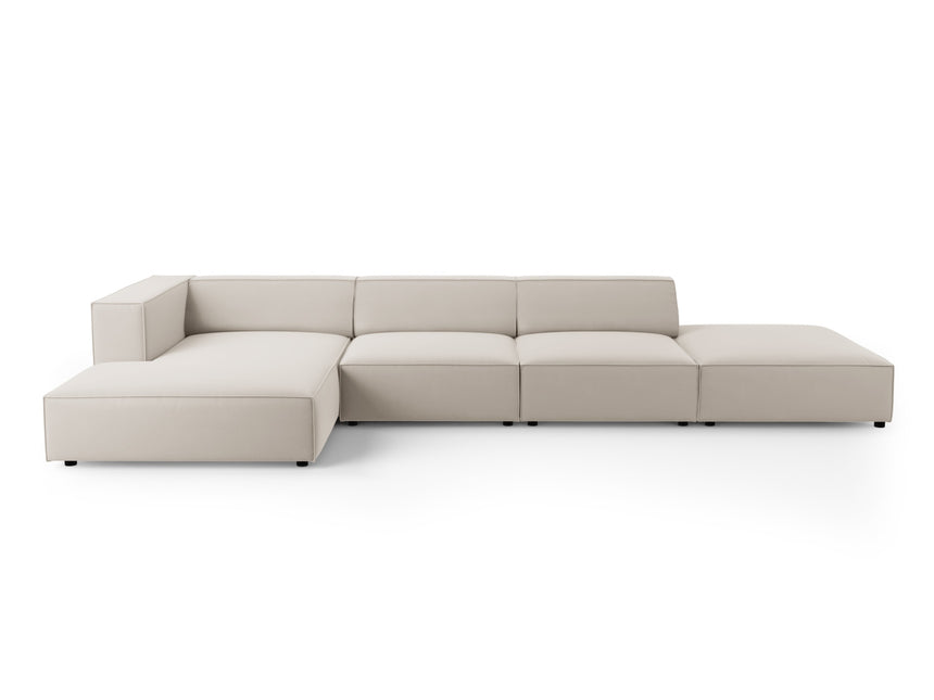 Velvet corner sofa left, Arendal, 5-seater, light beige