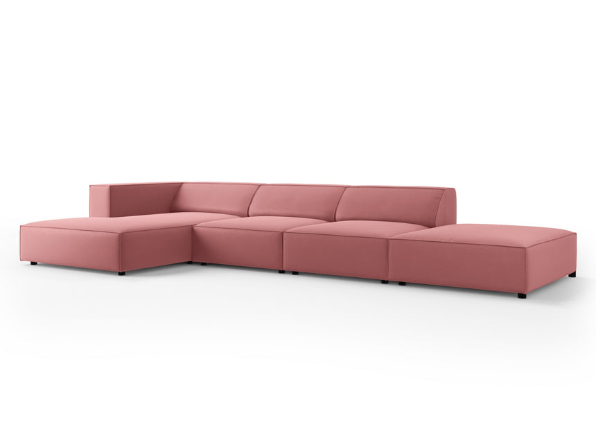 Corner sofa velvet left, Arendal, 5-seater, salmon
