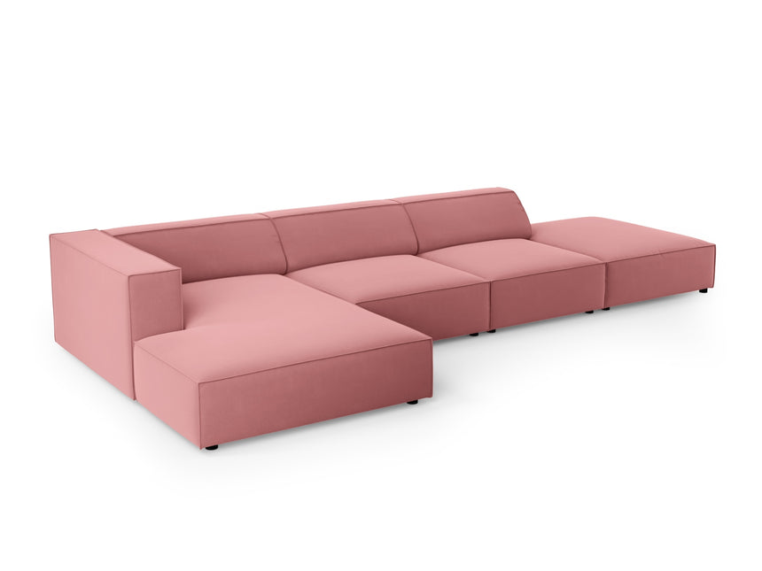 Corner sofa velvet left, Arendal, 5-seater, salmon