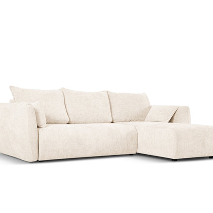 Right corner sofa with bed function and box, Matera, 4 seats, light beige