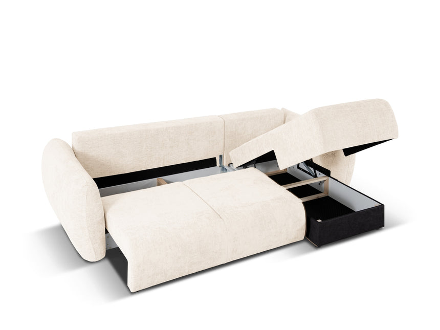 Right corner sofa with bed function and box, Matera, 4 seats, light beige