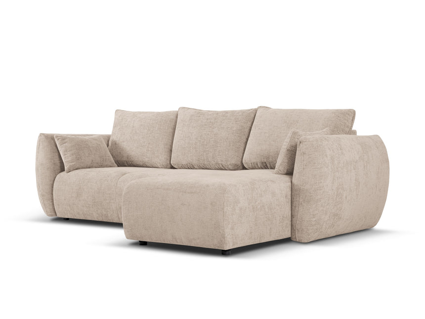 Right corner sofa with bed function and box, Matera, 4-seater, beige