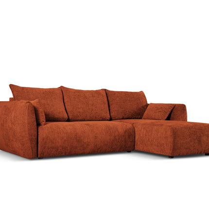 Right corner sofa with bed function and box, Matera, 4 seats, Terracotta
