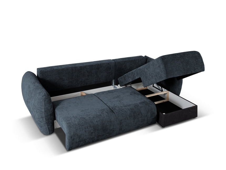 Right corner sofa with bed function and box, Matera, 4-seater, royal blue