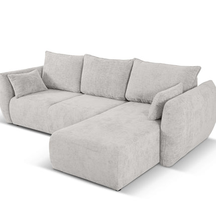 Right corner sofa with bed function and box, Matera, 4-seater, light gray