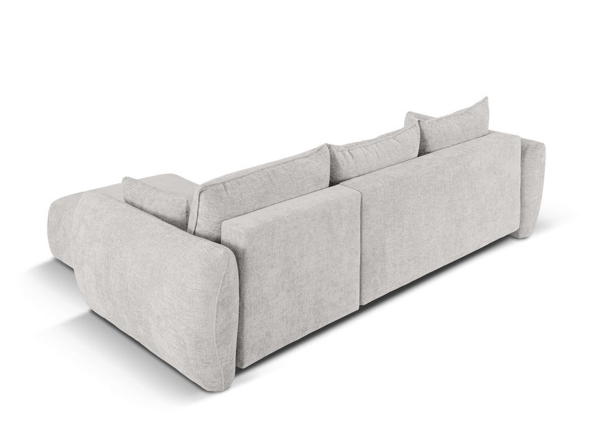 Right corner sofa with bed function and box, Matera, 4-seater, light gray