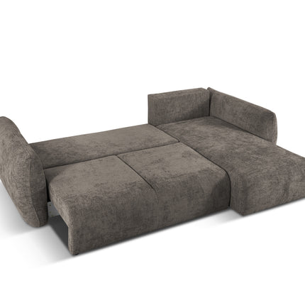 Right corner sofa with bed function and box, Matera, 4-seater, gray