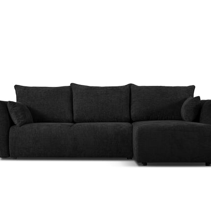 Right corner sofa with bed function and box, Matera, 4 seats, Black