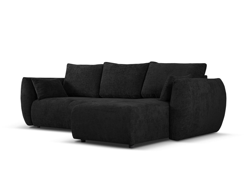Right corner sofa with bed function and box, Matera, 4 seats, Black