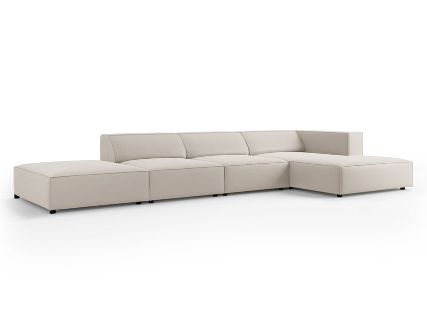 Velvet corner sofa right, Arendal, 5-seater, light beige