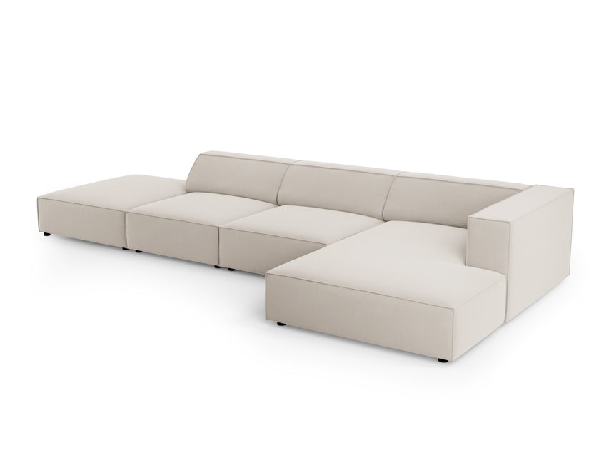 Velvet corner sofa right, Arendal, 5-seater, light beige