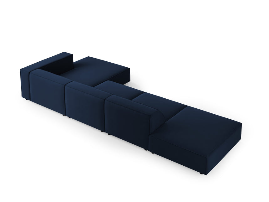 Velvet corner sofa right, Arendal, 5-seater, royal blue