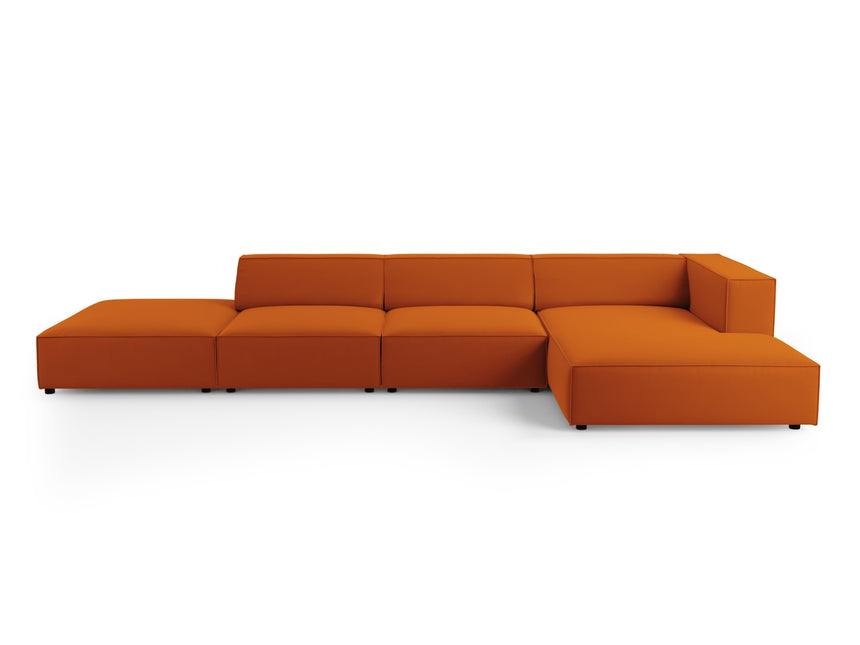 Velvet corner sofa right, Arendal, 5-seater, terracotta