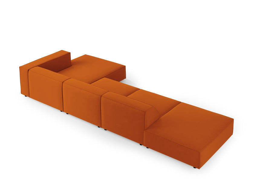 Velvet corner sofa right, Arendal, 5-seater, terracotta