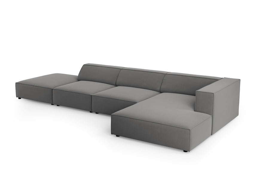 Velvet corner sofa right, Arendal, 5-seater, Cement